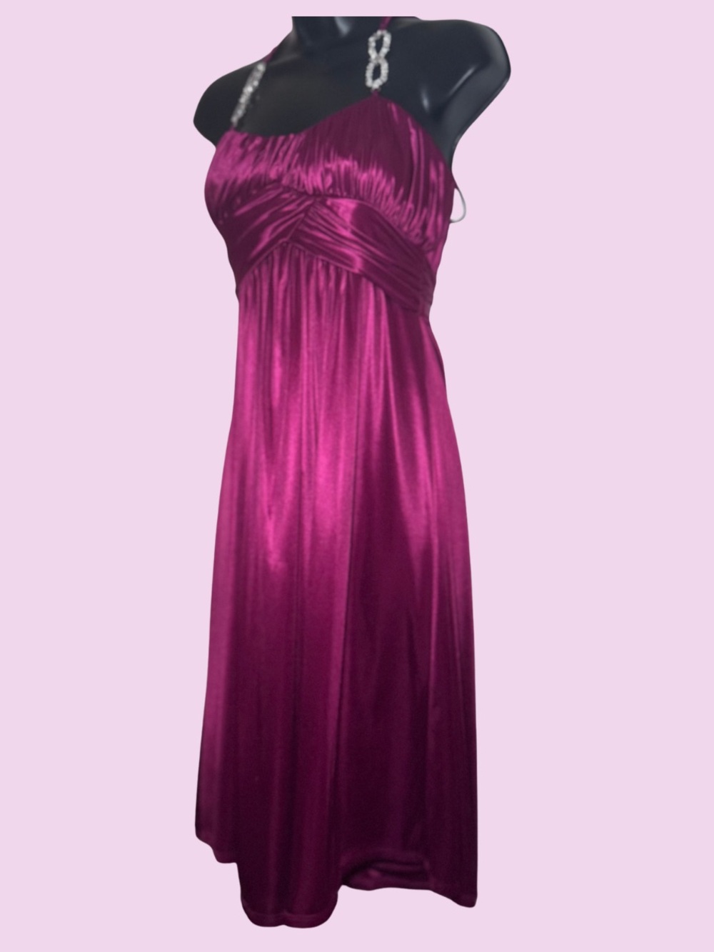 Vintage Y2K Prom/Homecoming Intrigue Magenta Liquid Satin Baby Doll Dress 🪩
